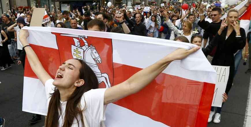 Thousands of protesters march in Belarus, dozens detained